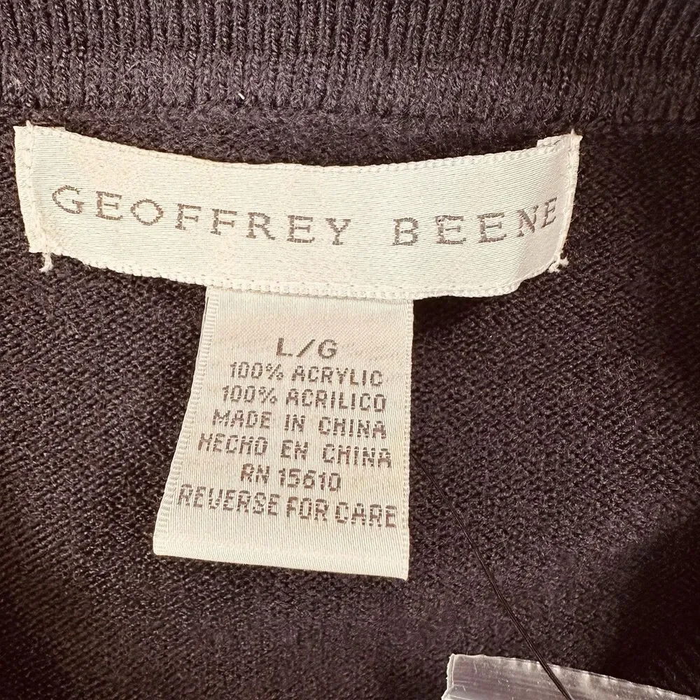NEW Geoffrey Beene Men’s L Dark Blue Soft Knit Collared Pullover Sweater Jumper